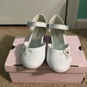 Christie & Jill white , patent leather shoes! SIZE 2. WORN ONCE!! $25
